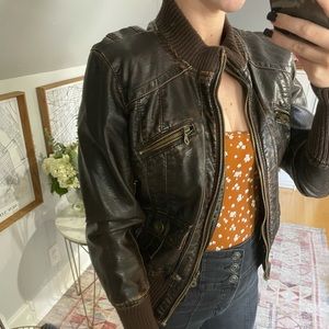 Chocolate Vegan Leather Jacket